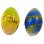 Gold Foil Lampwork Beads, Oval Approx 2mm 