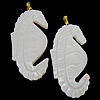 Brass Shell Pendants, with Freshwater Shell, Seahorse, white Approx 