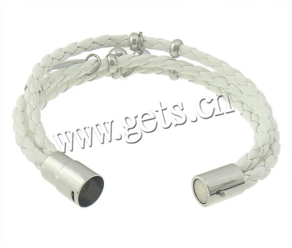 PU Leather Cord Bracelets, with 316 Stainless Steel, different length for choice, more colors for choice, 19x16x4mm, 8mm, 3x7mm, 22x20mm, 4mm, Sold By Strand