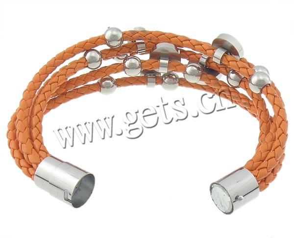 PU Leather Cord Bracelets, with 316 Stainless Steel & Acrylic, plated, different length for choice & 5-strand & faceted, more colors for choice, 14.5x14.5x12mm, 8x8x10mm, 4mm, Sold By Strand