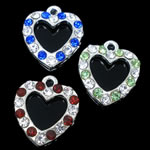 Zinc Alloy Heart Pendants, plated, Customized & with rhinestone Approx 3mm 