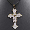 Нейлон шнур ожерелье, Нейлоновый шнурок, с нержавеющая сталь, Kресты, Слово Иисус любит вас, Другое покрытие, двухцветный длина:Приблизительно 15-20 дюймовый, продается Strand