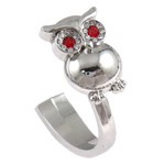 Zinc Alloy Leather Cord Clasp, owl head, with rhinestone, nickel, lead & cadmium free, 58x17x12mm, Hole:Approx 10x3MM, Sold by PC