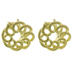 Brass Earring Stud Component, Flower, plated 0.8mm Approx 1.5mm 