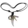 Воловья цинкового сплава ожерелье, Шнур из натуральной кожи, с цинковый сплав, двунитевая, не содержит кадмий  длина:Приблизительно 16-32 дюймовый, продается Strand