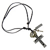 Rindsleder Zinc Alloy Halskette, Kuhhaut, mit Zinklegierung, Kreuz, 32x49x5.5mm, 20x20x2.2mm, 7.5x26.2x1mm, 30.5x7.5x1.2mm, Länge:ca. 13-28 ZollInch, verkauft von Strang