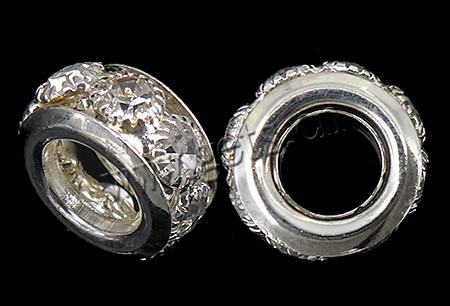 Donut Rhinestone Spacer, metal, Rueda, chapado, con diamantes de imitación, más colores para la opción, 9x17mm, agujero:aproximado 10mm, Vendido por UD