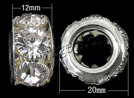 Donut Rhinestone Spacer, metal, Rueda, chapado, con diamantes de imitación, más colores para la opción, 12x20mm, agujero:aproximado 10mm, Vendido por UD