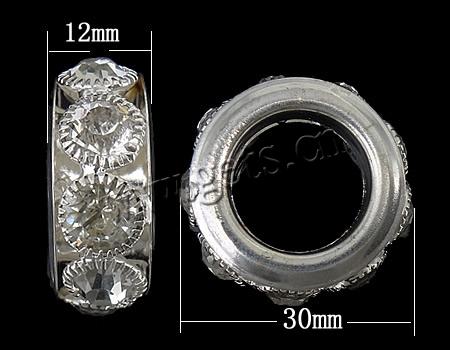 Donut Rhinestone Spacer, metal, Rueda, chapado, con diamantes de imitación, más colores para la opción, 12x30mm, agujero:aproximado 17mm, Vendido por UD