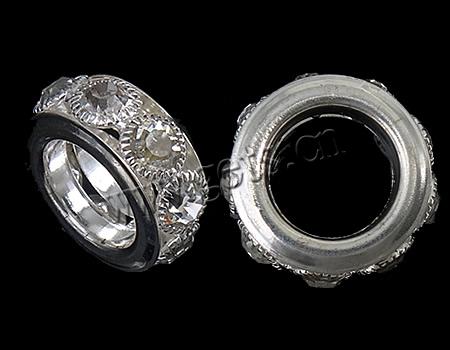 Donut Rhinestone Spacer , Brass, Wheel, plated, with rhinestone, more colors for choice, 12x30mm, Hole:Approx 17mm, Sold By PC