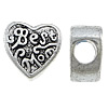 Zinc Alloy European Beads, Heart, plated, without troll Approx 5mm 