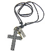 Cowhide Jewelry Necklace, with Zinc Alloy, Cross, blue    Approx 16-32 Inch 