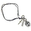 Rindsleder Zinc Alloy Halskette, Kuhhaut, mit Zinklegierung, 8x31x1.8mm, 11x31x1.2mm, 20x20x2mm, 31x43.5x5mm, Länge:ca. 14-28 ZollInch, verkauft von Strang