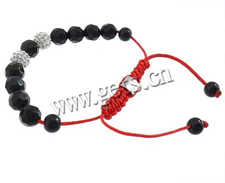 Crystal Woven Ball Bracelets, with Rhinestone Clay Pave Bead & Nylon Cord & Zinc Alloy, more colors for choice, 10mm, 8mm, Length:Approx 6-10 Inch, Sold By Strand