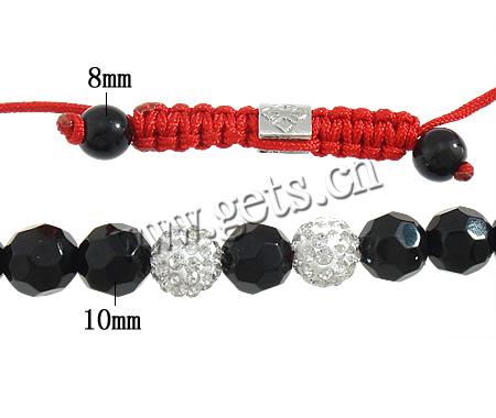Bracelets en cristal de Woven Ball, avec Strass perle de Pave d'argile & corde en nylon & alliage de zinc, plus de couleurs à choisir, 10mm, 8mm, Longueur:Environ 6-10 pouce, Vendu par brin
