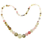 Gemstone Necklaces, Watermelon, zinc alloy screw clasp, Round, mixed colors, 6-14mm Approx 18 Inch 