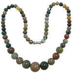 Индийское ожерелье из агата, Индийский агат, цинковый сплав Замочек винтовой (с резьбой), 7-14mm, длина:Приблизительно 18 дюймовый, продается Strand