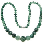 Collar de jade teñido, aleación de cinc cierre de rosca, Esférico, verde, 6-14mm, longitud:aproximado 18 Inch, Vendido por Sarta