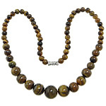 Tiger Eye Necklace, zinc alloy screw clasp Approx 18 Inch 