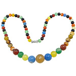Agate Necklace, zinc alloy screw clasp, 6-14mm Approx 18 Inch 