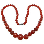Rote Achat Halskette, Roter Achat, Zinklegierung Schraubschließe, 6-14mm, Länge:ca. 18 ZollInch, verkauft von Strang
