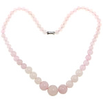 Rose Quartz Necklace, zinc alloy screw clasp, graduated beads, 6-14mm Approx 18 Inch 