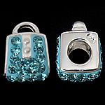 Rheinkiesel Echtsilber Europa Perlen, Strass, mit 925 Sterling Silber, Handtasche, plattiert, ohne troll, keine, 9x12.5x9mm, Bohrung:ca. 4.5mm, verkauft von PC