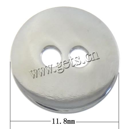 Edelstahl-Knopf-Verschluss, Edelstahl, flache Runde, Kundenindividuell, originale Farbe, 11.8x11.8x0.9mm, Bohrung:ca. 1.8mm, verkauft von PC