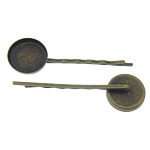 Hair Slide Finding, Iron, with brass setting, Round, plated cadmium free 2mm Inner Approx 18mm 