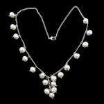 Natural Freshwater Pearl Necklace, with Iron, iron lobster clasp, single-strand, white, 8--9mm Inch 