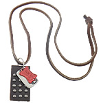 Rindsleder Zinc Alloy Halskette, Kuhhaut, mit Zinklegierung, Rechteck, 17x26x1.5mm, 21x31x1.5mm, 28x52x4.5mm, Länge:ca. 34 ZollInch, verkauft von Strang
