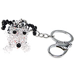 Crystal Key Chain, with Zinc Alloy, Dog, platinum color plated, kumihimo & handmade & faceted, approx  Approx 6.5 Inch 