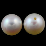 Perles nacres de culture d'eau douce demi percées , perle d'eau douce cultivée, Rond, naturel, semi-foré, blanc, 7mm Environ 0.8mm, Vendu par paire