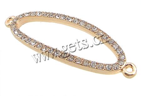 Rhinestone Zinc Alloy Connector, Oval, plated, Customized & with Czech rhinestone & 1/1 loop, more colors for choice, 40x13x2.5mm, Hole:Approx 1.8mm, Sold By PC