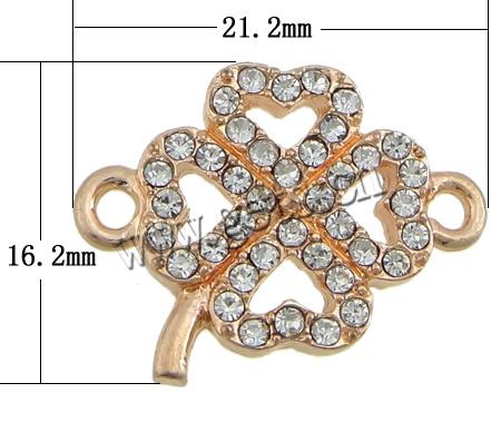 Rhinestone Zinc Alloy Connector, Flower, plated, Halloween Jewelry Gift & Customized & with Czech rhinestone & 1/1 loop, more colors for choice, 21.2x16.2x3mm, Hole:Approx 1.8mm, Sold By PC