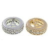 Cubic Zirconia Micro Pave Brass Beads, Rondelle, plated, micro pave cubic zirconia Approx 1mm 