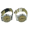 Bracelets de montre pour femmes, alliage de zinc, avec cuir PU & verre, Placage de couleur platine, plus de couleurs à choisir 19mm Environ 9 pouce, Vendu par PC