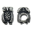 Stainless Steel European Beads, Owl, without troll & with rhinestone & blacken Approx 4.5mm 