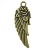 Wing Shaped Zinc Alloy Pendants, plated, with flower pattern Approx 2.2mm 