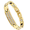 Tungsten Alloy Healing Bracelets, with Magnetic Hematite, gold color plated, hygienical & with rhinestone Approx 7.5 Inch 