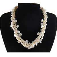 Natural Freshwater Pearl Necklace, shell box clasp, Teardrop , white, 5-6mm,12-13mm Inch 