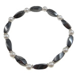 Hematite Bracelets, imitation pearl Grade A 6mm .5 Inch 