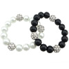 Glass Pearl Zinc Alloy Bracelets, with Zinc Alloy, platinum color plated, beaded bracelet & with rhinestone 13mm, 12mm Approx 7 Inch 