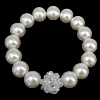 Glass Pearl Jewelry Bracelets, Crystal, with Glass Pearl, beaded bracelet & faceted 14mm, 12mm Approx 6 Inch 