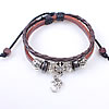 Cowhide Bracelets, with Waxed Cotton Cord & Plastic, OM Symbol, plated, braided & adjustable & Approx 6-10 Inch 