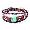 Cowhide Bracelets, with Plastic & Zinc Alloy, plated, braided & adjustable & Approx 6-10 Inch 
