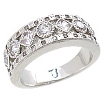 Cubic Zircon Brass Finger Ring, platinum color plated, with cubic zirconia, 7mm, 17mm, US Ring 