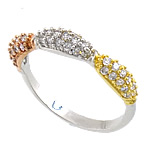 Cubic Zircon Brass Finger Ring, plated, with cubic zirconia 18mm, US Ring 