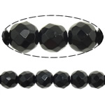 Schwarzer Stein Perle, facettierte, Grade A, 6mm, Bohrung:ca. 1mm, Länge:15 ZollInch, 60PCs/Strang, verkauft von Strang