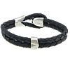 Cowhide Bracelets, with Stainless Steel , black   10mm Approx 8 Inch 